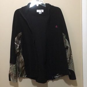 Warm comfortable partial camouflaged hooded